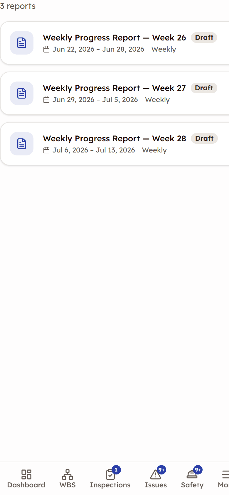 PleoStack client reports list on a phone