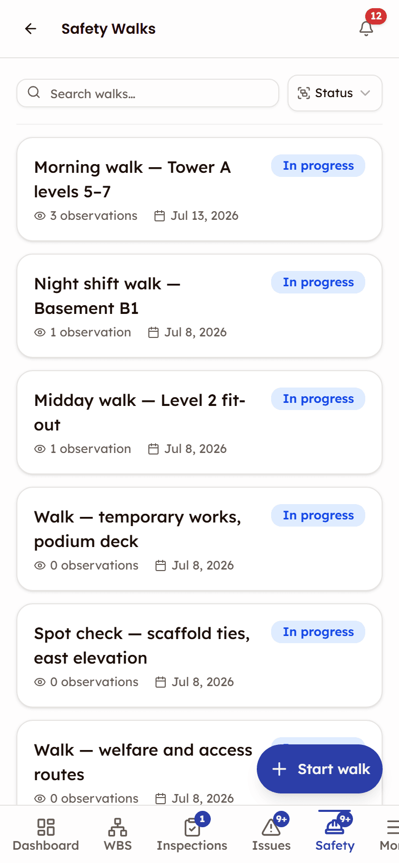 PleoStack safety walks on a phone