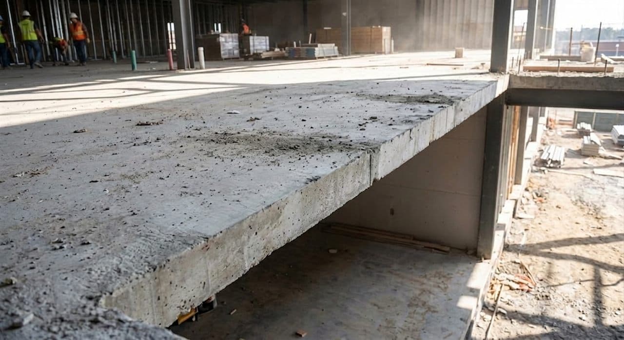 Unguarded slab edge photographed during the walk