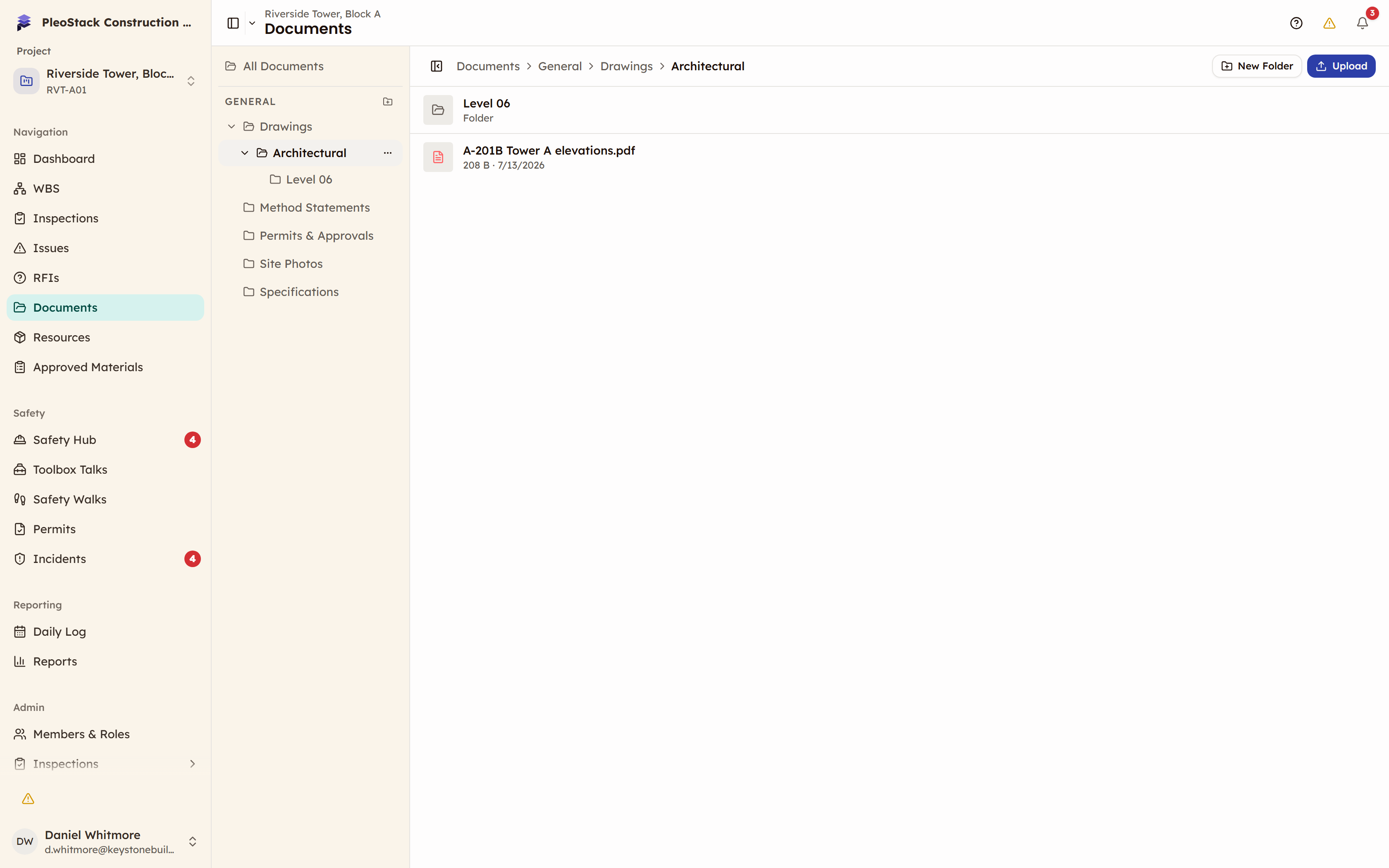 A nested folder open, with the folder path reading Documents, General, folder, subfolder